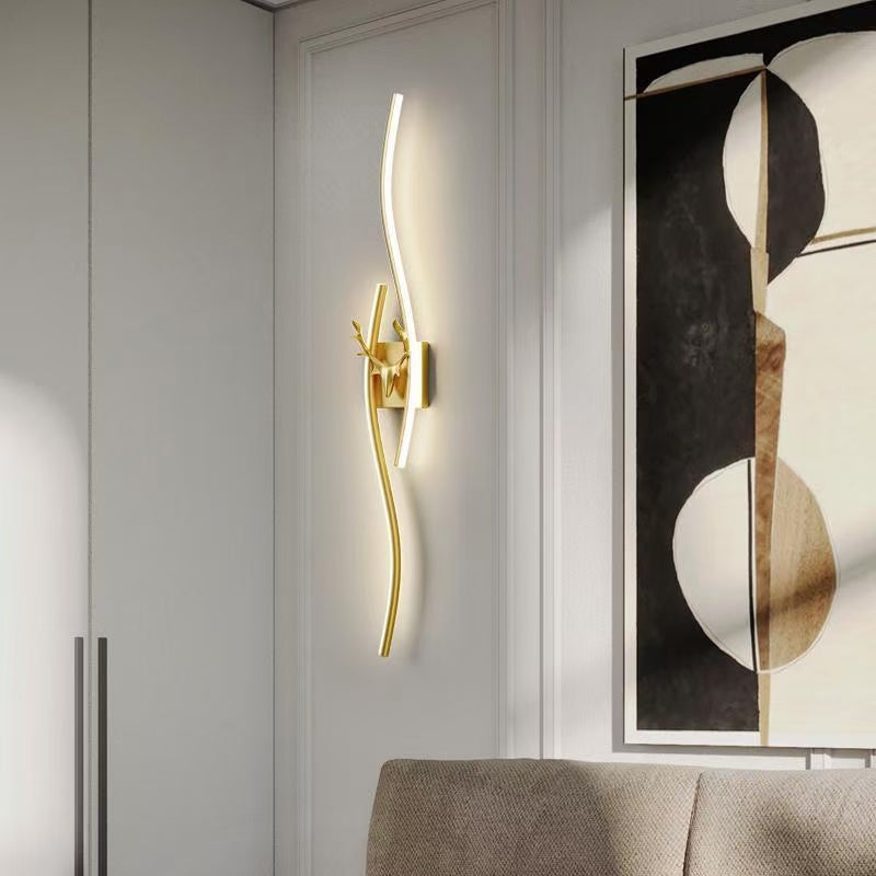 Swirling Antler Stag Curvy Wall Light